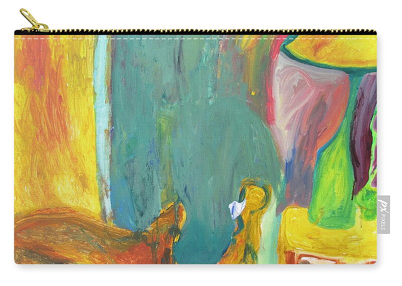 Acrylic Zip Pouch featuring the painting The Lamp and Bamboo by Shea Holliman