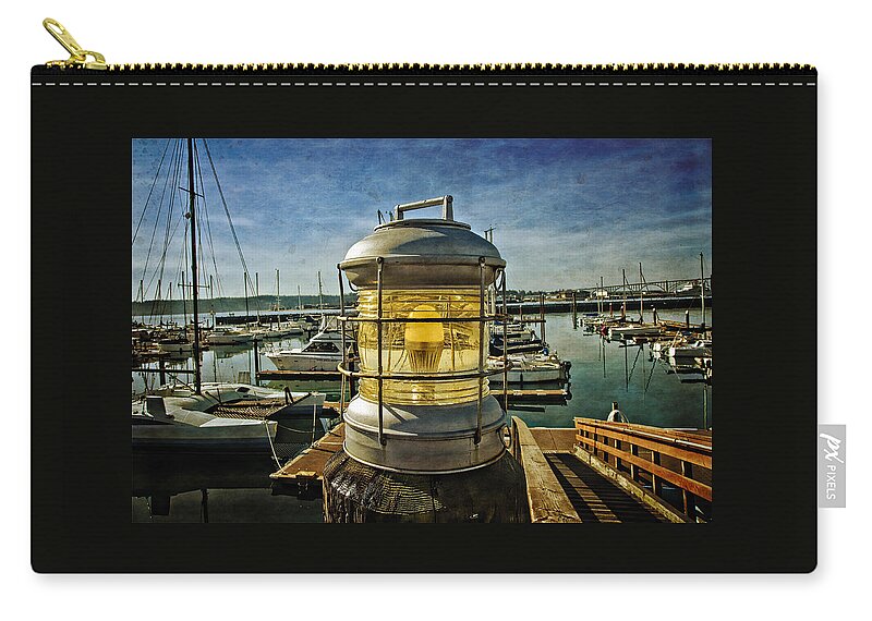 Bays Zip Pouch featuring the photograph The Lamp At Embarcadero by Thom Zehrfeld