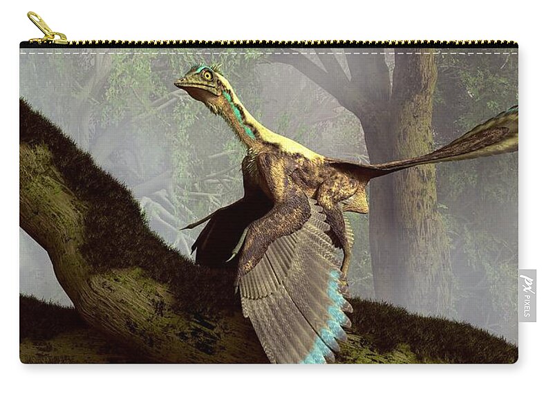Archaeopteryx Zip Pouch featuring the digital art The Last Dinosaur by Daniel Eskridge