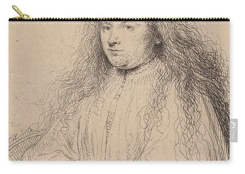 Saskia As Saint Catherine Zip Pouch featuring the drawing The Little Jewish Bride by Rembrandt