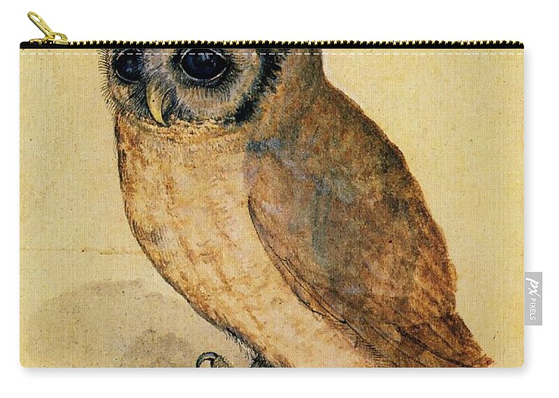 Owl Zip Pouch featuring the painting The Little Owl by Albrecht Durer