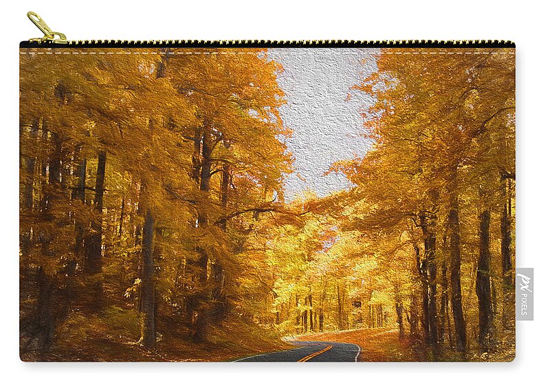 Autumn Zip Pouch featuring the photograph The Long and Winding Road by Kim Hojnacki