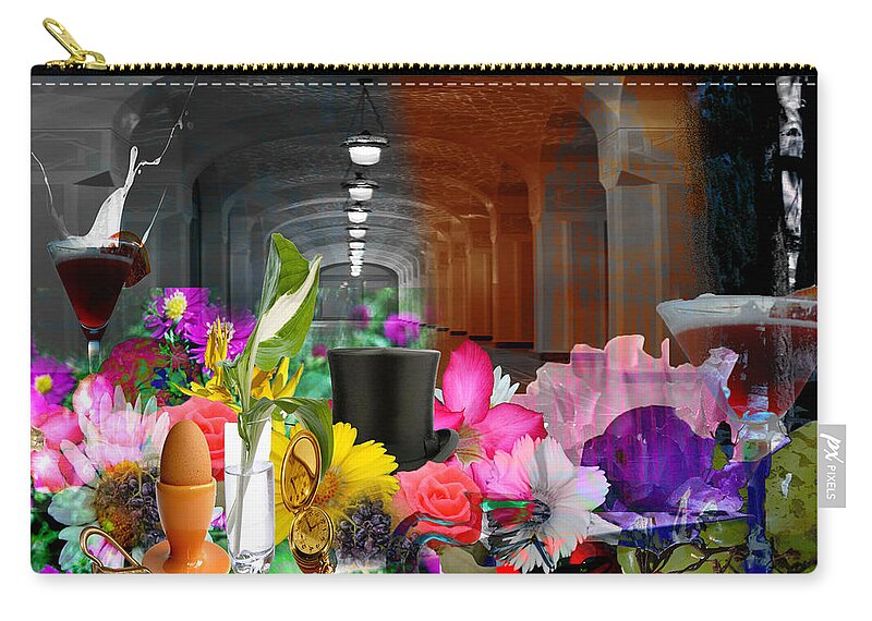Collage Zip Pouch featuring the digital art The long Collage by Cathy Anderson