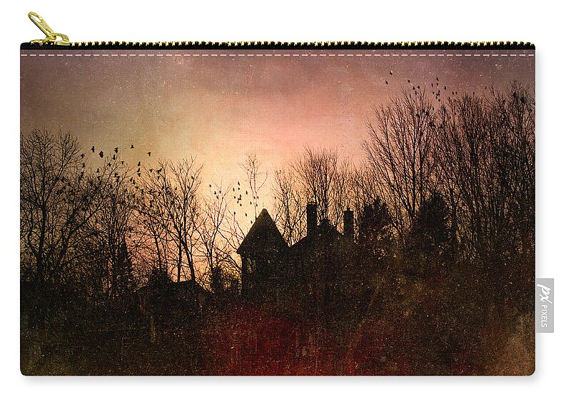 Architecture Zip Pouch featuring the photograph The Mansion Is Warm At The Top Of the Hill by Bob Orsillo