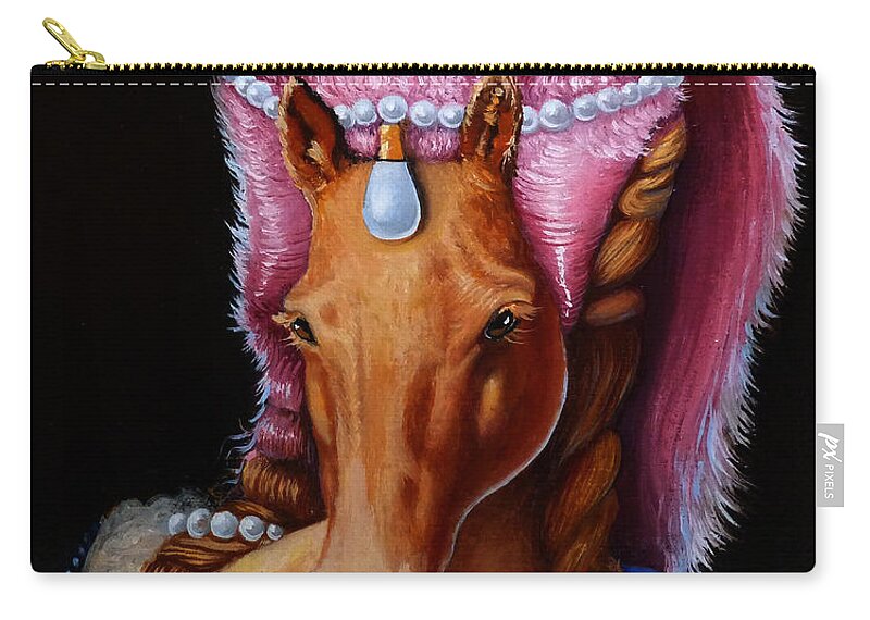 Horse Zip Pouch featuring the painting The Mare As Queen by Catherine Twomey