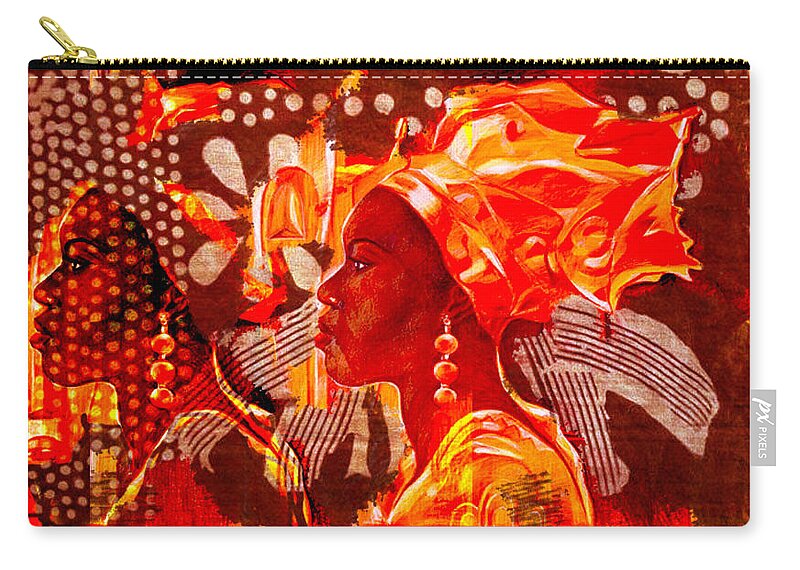 Fantasy Zip Pouch featuring the mixed media The Mask double by Bernadett Bagyinka