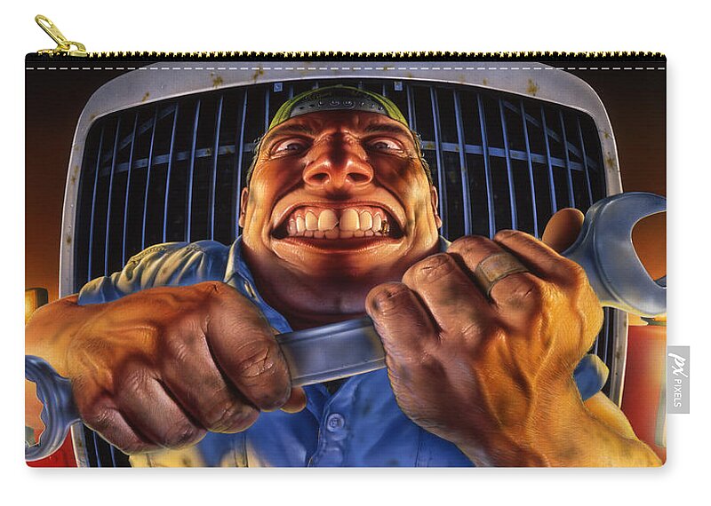 Bully Carry-all Pouch featuring the painting The Mechanic by Mark Fredrickson