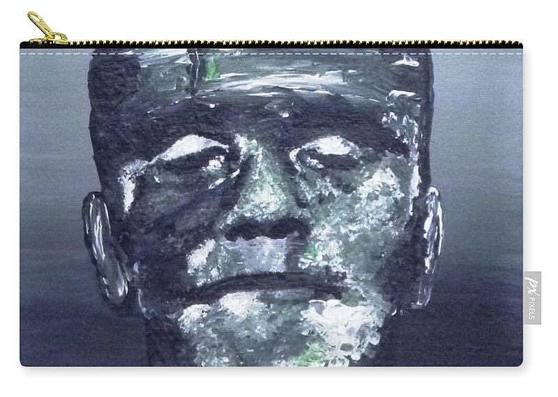 Sepia Zip Pouch featuring the painting The Monster by Alys Caviness-Gober