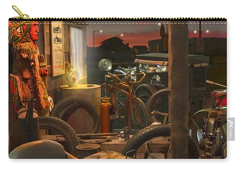 Motorcycle Carry-all Pouch featuring the photograph The Motorcycle Shop 2 by Mike McGlothlen