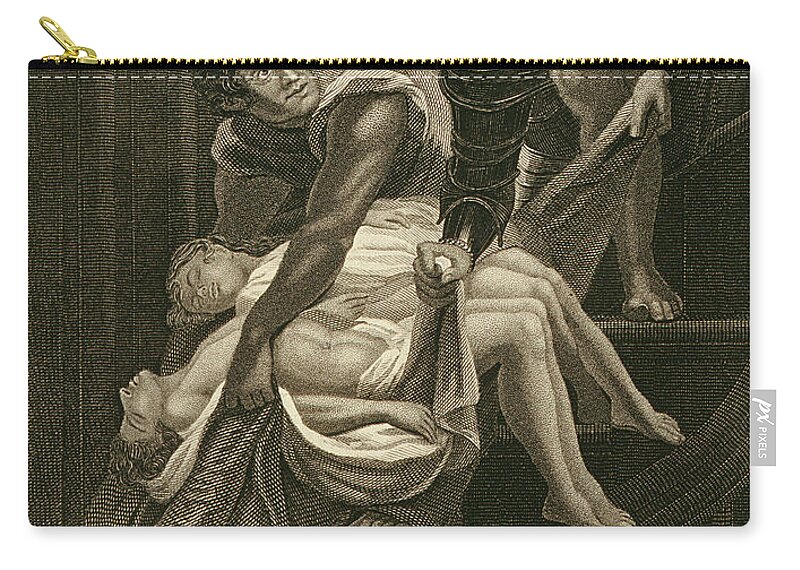 Male Zip Pouch featuring the drawing The Murder Of The Two Princes by James Northcote