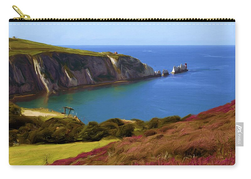 Sea Zip Pouch featuring the digital art The Needles by Ron Harpham