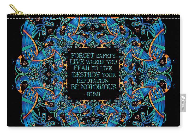 Peacock Zip Pouch featuring the digital art The Notorious Celtic Peacocks by Celtic Artist Angela Dawn MacKay