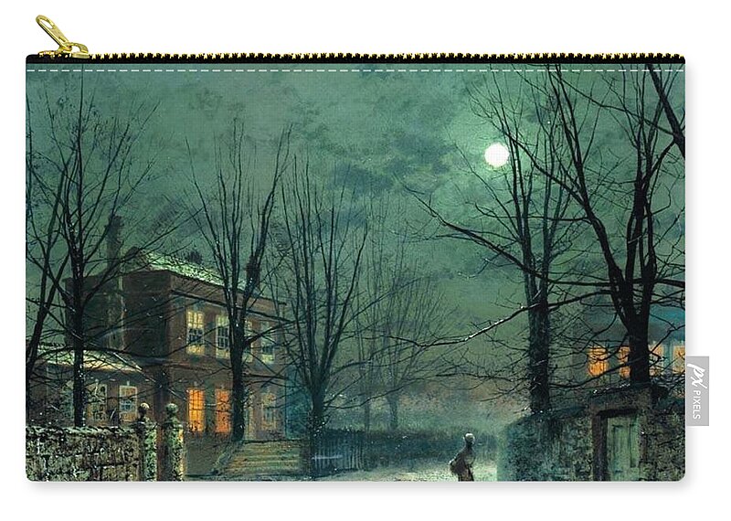 Grimshaw Zip Pouch featuring the painting The Old Hall Under Moonlight by Pam Neilands