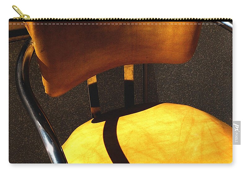 Abstracts Zip Pouch featuring the photograph The Only One - Yellow Chair with Shadow by Steven Milner