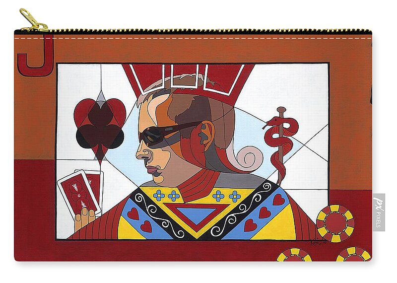 Tribute To Roy Winston Zip Pouch featuring the painting The Oracle poker player by Konni Jensen
