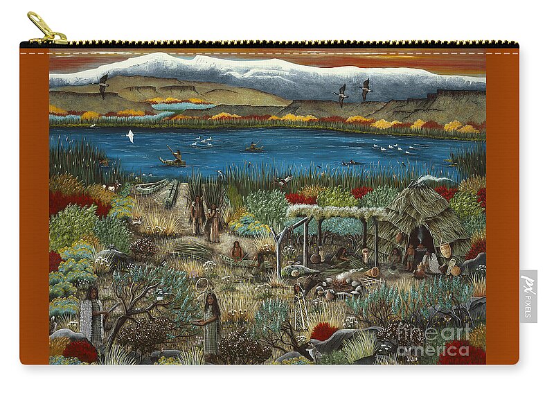 Paiute Zip Pouch featuring the painting The Oregon Paiute by Jennifer Lake