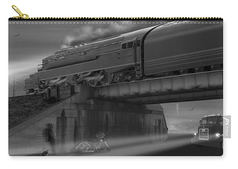 Motorcycle Zip Pouch featuring the photograph The Overpass 2 Panoramic by Mike McGlothlen