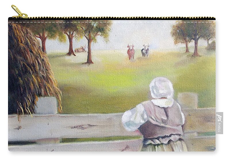 Landscape Zip Pouch featuring the painting The Pasture by Marlene Book