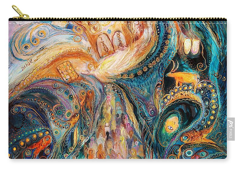 Modern Jewish Art Zip Pouch featuring the painting The Patriarchs series - Moses by Elena Kotliarker