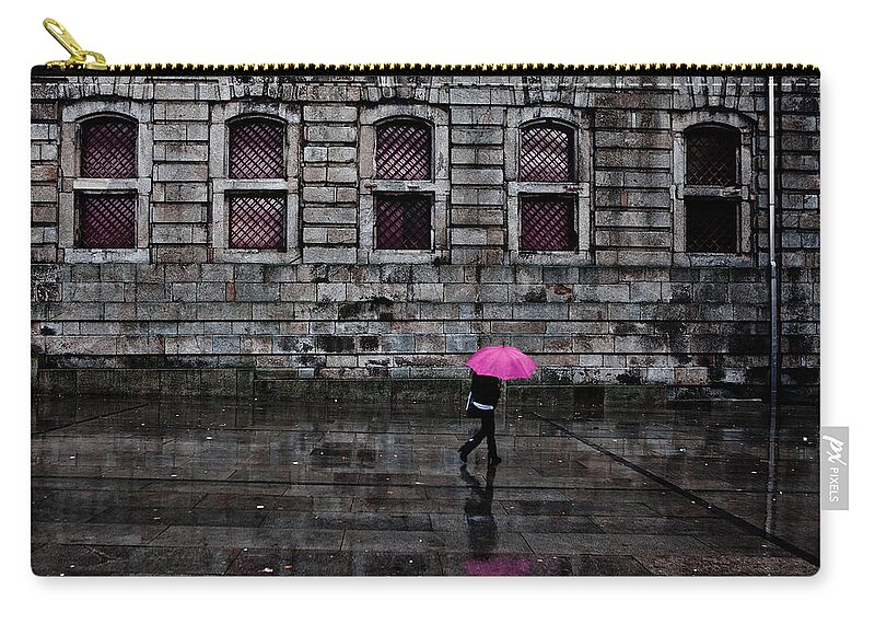City Zip Pouch featuring the photograph The pink umbrella by Jorge Maia