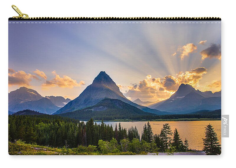Glacier National Park Zip Pouch featuring the photograph The Power and the Glory by Adam Mateo Fierro