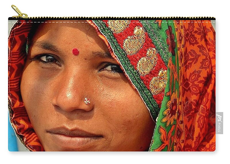 Woman Zip Pouch featuring the photograph The Pride of Indian Womenhood by Kim Bemis