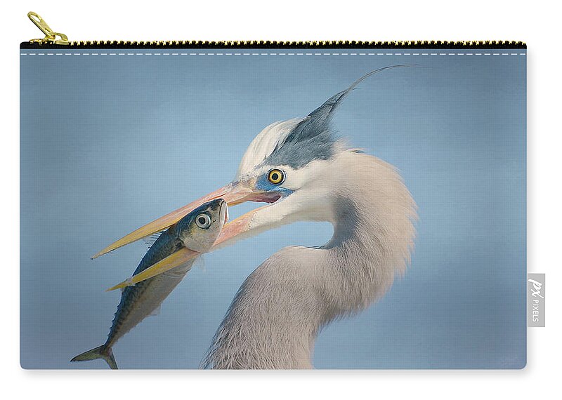 Great Blue Heron Zip Pouch featuring the photograph The Prize 2 by Fraida Gutovich