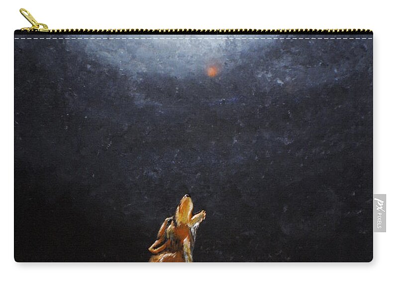 Wolf Zip Pouch featuring the painting The protector by Meganne Peck