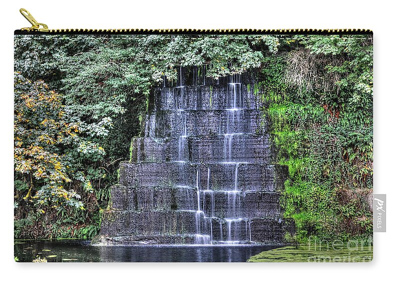 Waterfall Zip Pouch featuring the photograph The Quarry Falls by Sarah Schroder