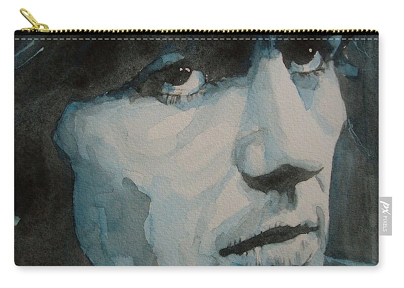 The Beatles Zip Pouch featuring the painting The quiet one by Paul Lovering
