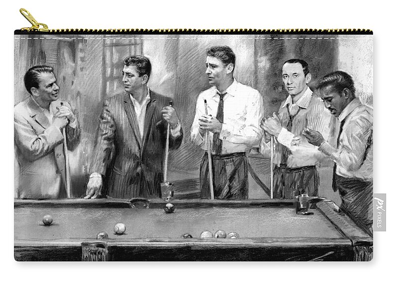 The Rat Pack Zip Pouch featuring the drawing The Rat Pack by Viola El