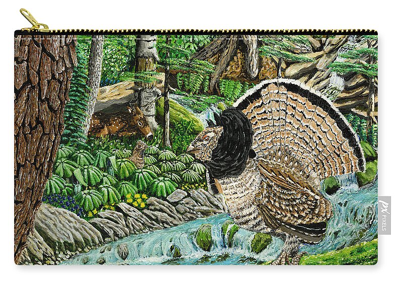 Landscape Zip Pouch featuring the painting The real thunder bird by Carey MacDonald