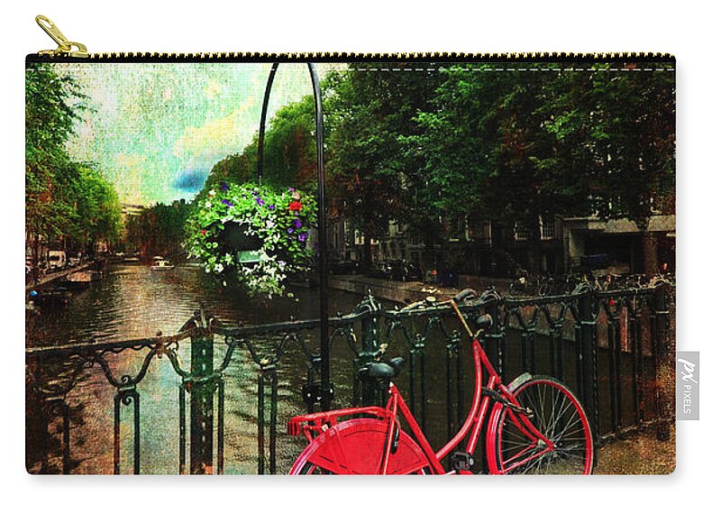Red Zip Pouch featuring the photograph The Red Bicycle by Randi Grace Nilsberg