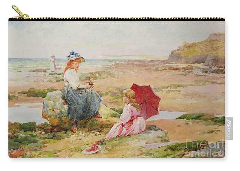 Female Zip Pouch featuring the painting The Red Parasol by Alfred Glendening Jr