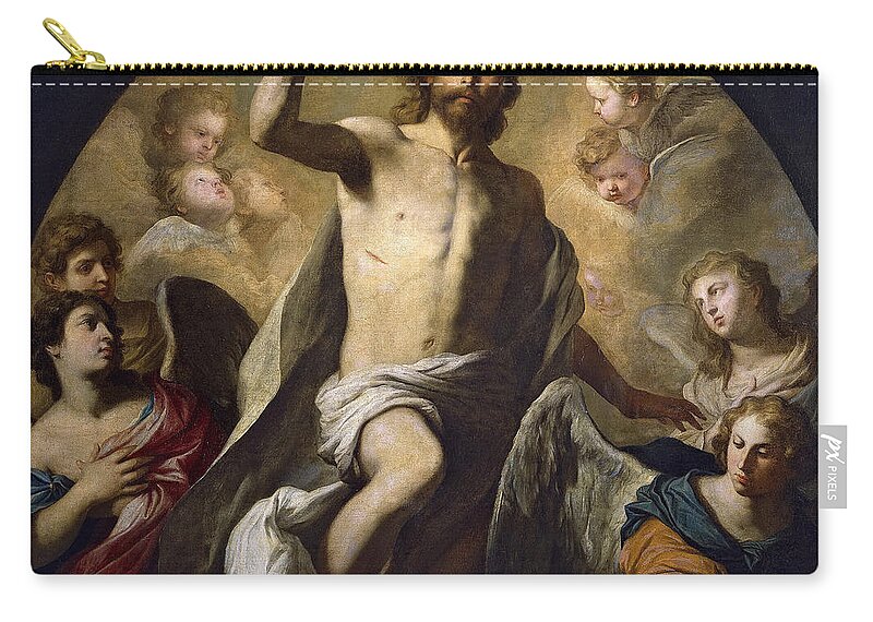 Pietro Novelli Zip Pouch featuring the painting The Resurrection of Christ by Pietro Novelli