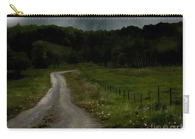Fields Zip Pouch featuring the painting The Road Home by RC DeWinter