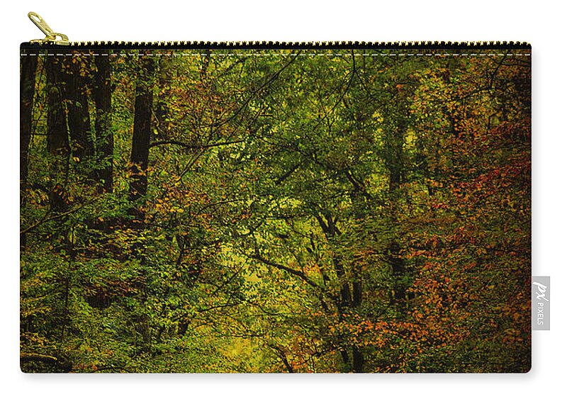 Autumn Zip Pouch featuring the photograph The Road Into Fall by Carol Senske
