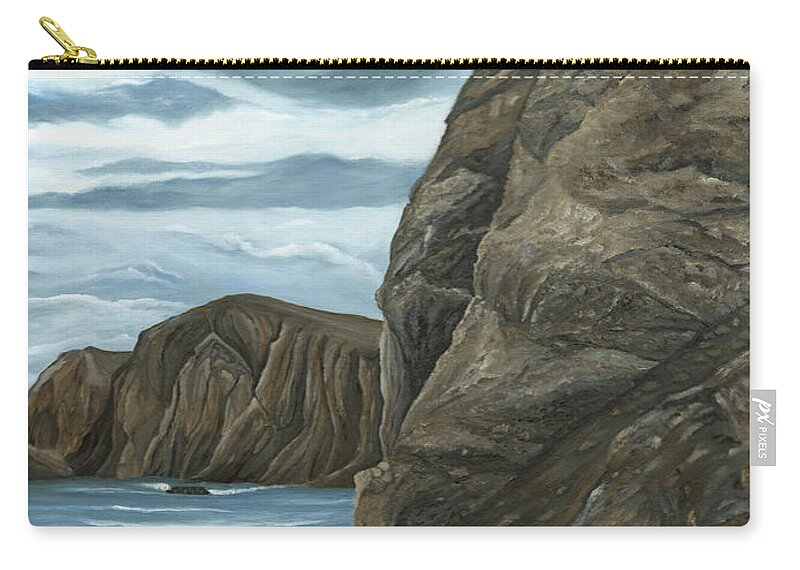 Rock Zip Pouch featuring the painting The Rock by Angeles M Pomata