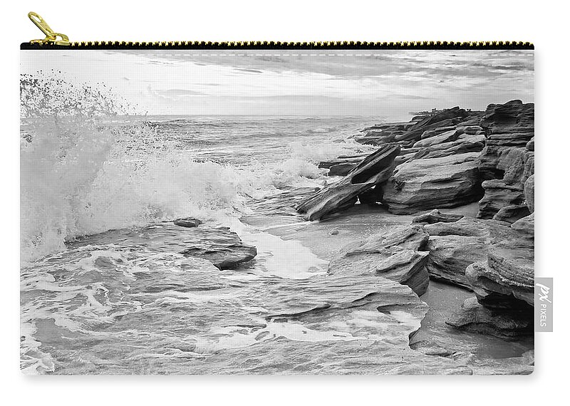 Flagler County Zip Pouch featuring the photograph The Rocky Coast by Richard Leighton