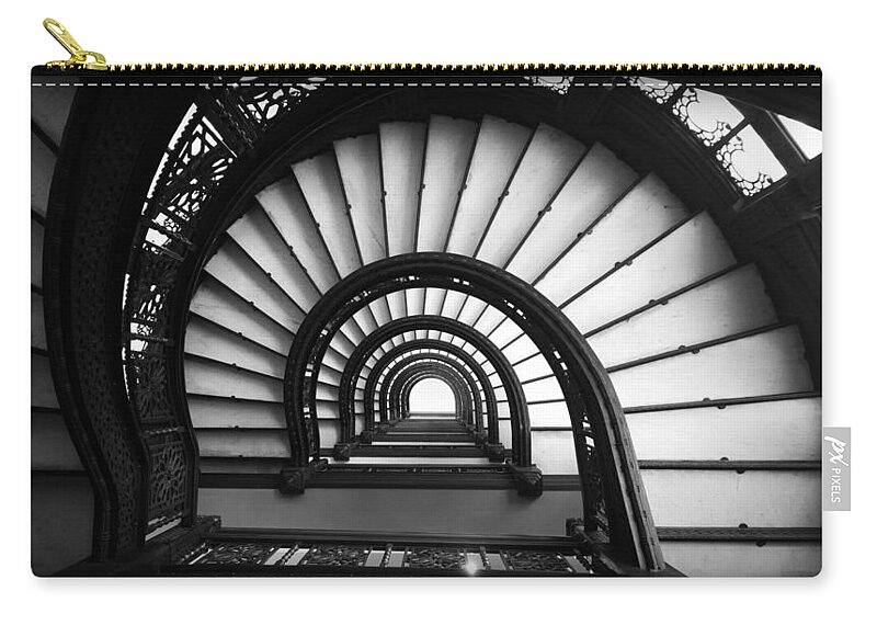 Kelly Zip Pouch featuring the photograph The Rookery Staircase in Black and White by Kelly Hazel