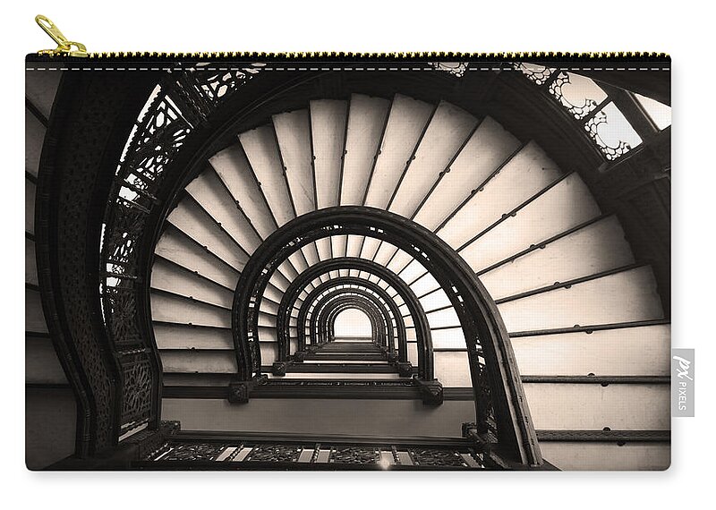 Kelly Zip Pouch featuring the photograph The Rookery Staircase in Sepia Tone by Kelly Hazel