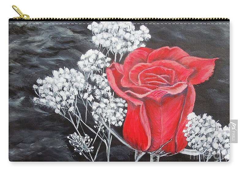 Rose Zip Pouch featuring the painting The rose by Marilyn McNish