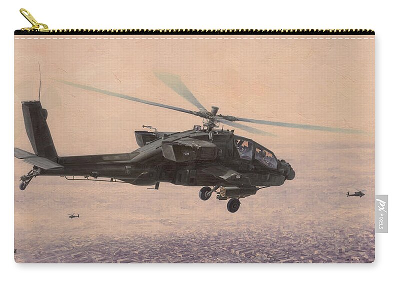 Apache Zip Pouch featuring the painting The Sadr City Flying Club by Wade Meyers