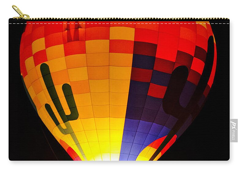 Hot Air Balloon Zip Pouch featuring the photograph The Saguaro Balloon by Saija Lehtonen