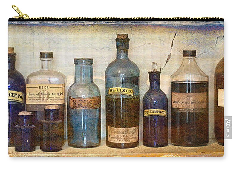 Chemist Zip Pouch featuring the photograph The Shelf by Russell Brown