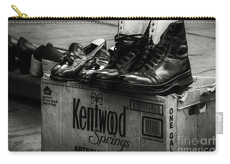 Shoes Zip Pouch featuring the photograph The Shoeshine Man's Shoes by Kathleen K Parker