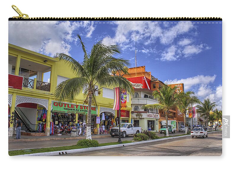 Cozumel Zip Pouch featuring the photograph The Shops of Cozumel by Jason Politte