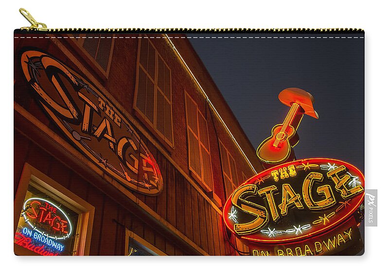 Nashville Zip Pouch featuring the photograph The Neon Stage by Glenn DiPaola