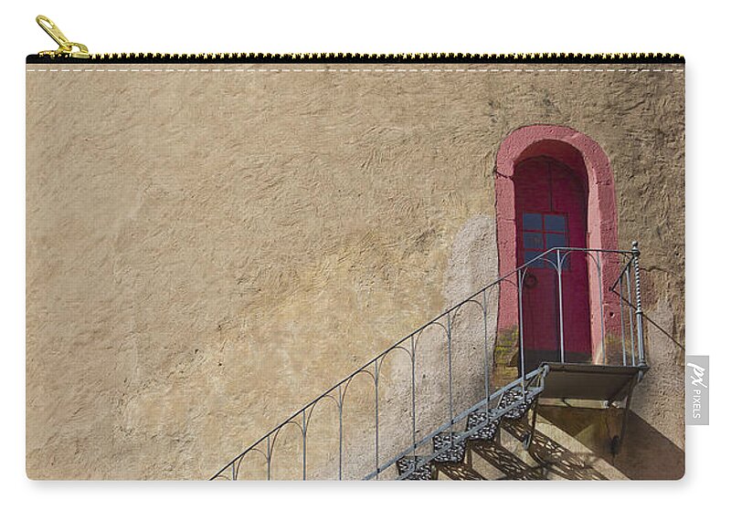 Castle Zip Pouch featuring the photograph The Staircase to the Red Door by Heiko Koehrer-Wagner