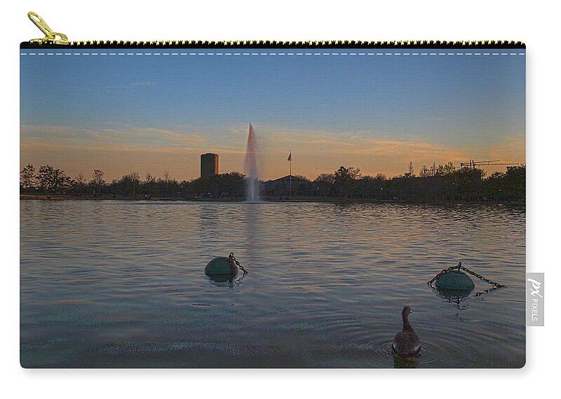 Joshua House Photography Zip Pouch featuring the photograph The Sunset Duck by Joshua House